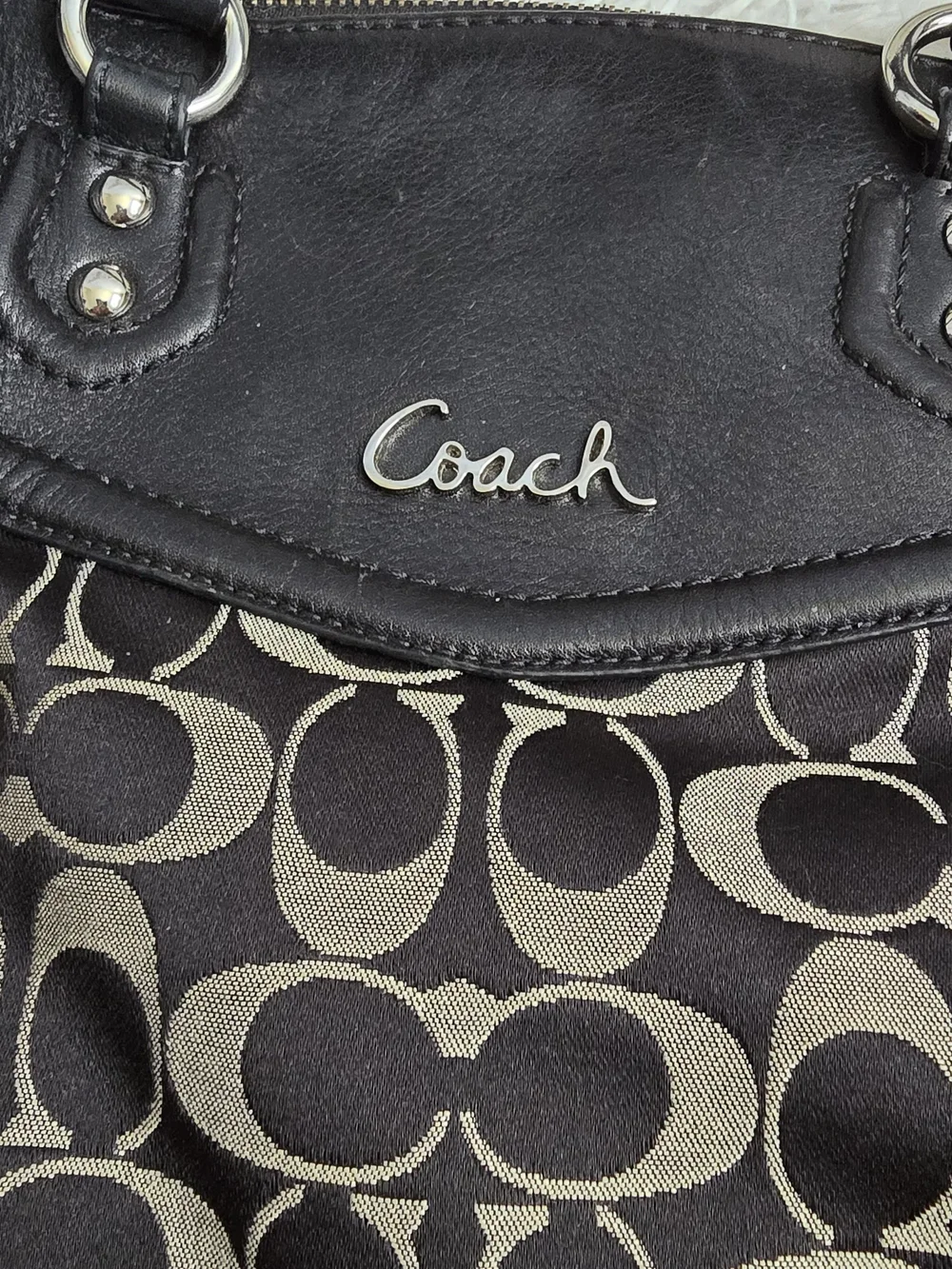 Coach Black Signature North/South Sachel Bag 25185